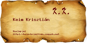 Keim Krisztián névjegykártya
